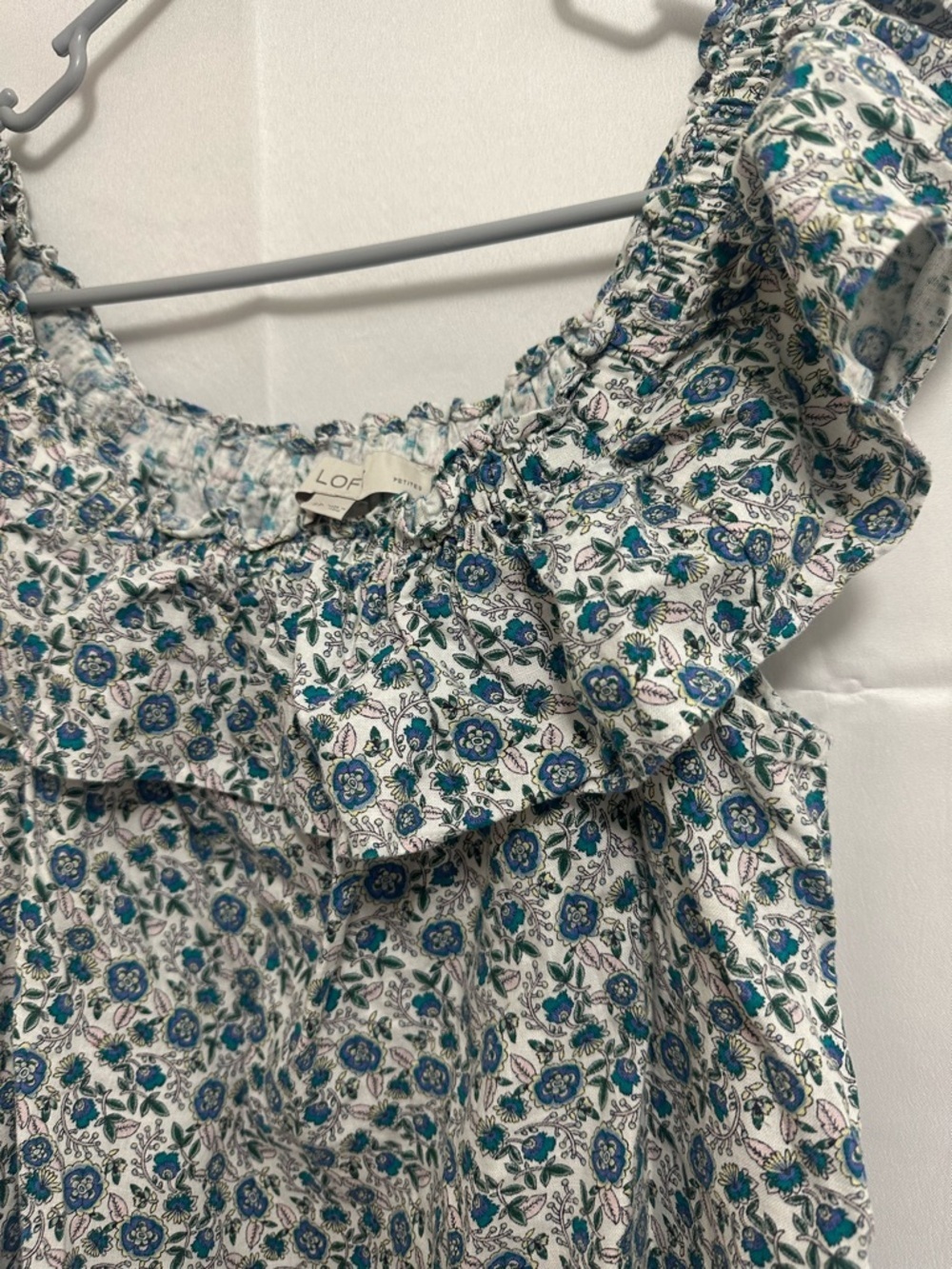 LOFT Floral Ruffle Sleeve Square-Neck Women's Top - Size Petite Small - Picture 10 of 10